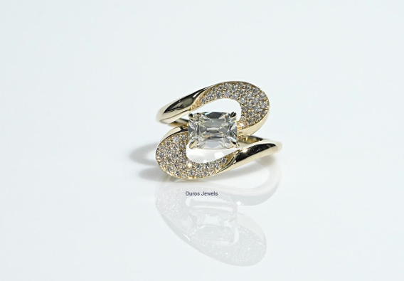 Elongated Old Mine Cushion Cut Lab Diamond Engagement Ring