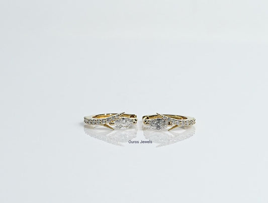 Old Mine Marquise And Round Diamond Hoop Earrings