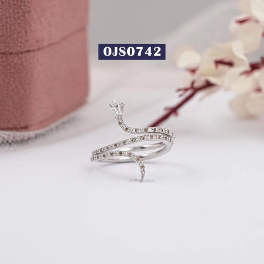 Spiral Band Chocolate Round Cut  Lab Diamond Ring