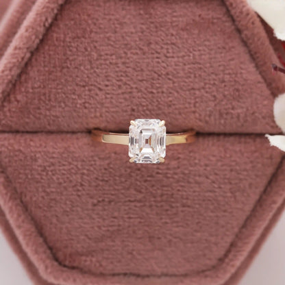 Old Mine Emerald Cut Solitaire Diamond Engagement Ring