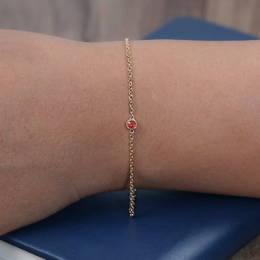 Red Gemstone Round Shape  Chain  Bracelet