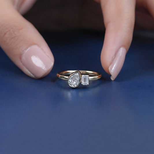 Pear & Emerald Cut Lab Grown Diamond Ring