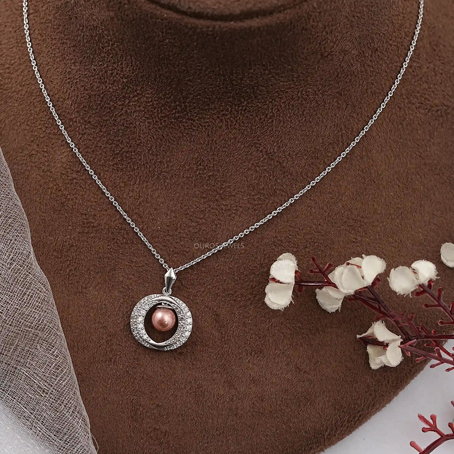 Pearl Round Cut Lab Diamond Pendant