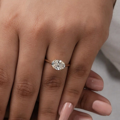 2.00 CT Oval Cut Solitaire East West Set Promise Ring