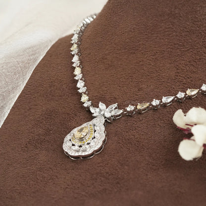 Yellow Pear And Marquise Cut Lab Diamond Necklace