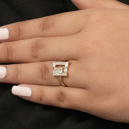 Baguette Cut Lab Grown Diamond Engagement Ring