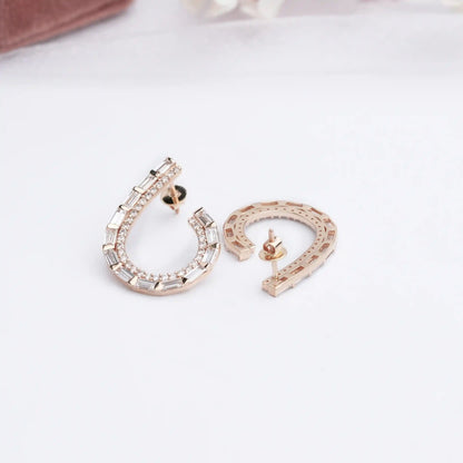Baguette Cut Lab Grown Diamond  Screw Back Earrings