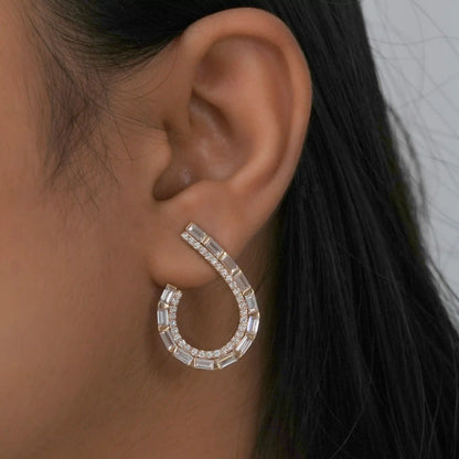 Baguette Cut Lab Grown Diamond  Screw Back Earrings