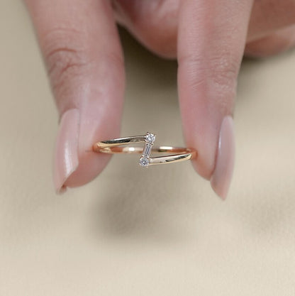Three Stone Baguette Cut Bypass Ring