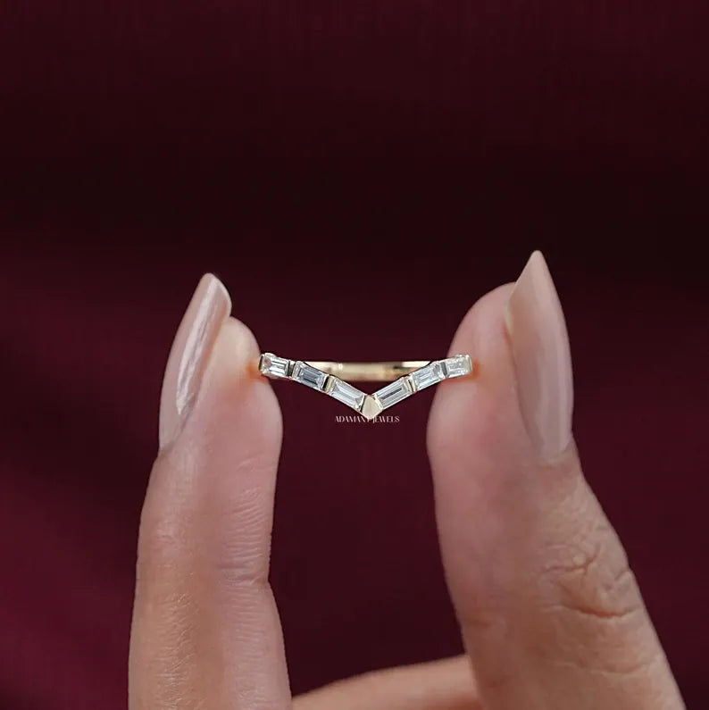 Baguette Lab Grown Diamond Chevron Band