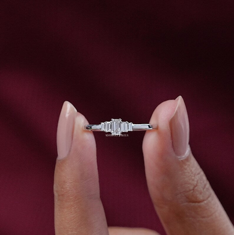 Baguette Cut Lab Grown Diamond Five Stone Ring