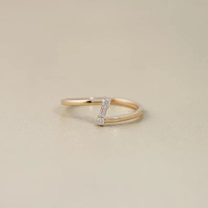 Three Stone Baguette Cut Bypass Ring