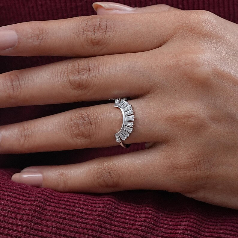 Tapered Baguette Lab Diamond Wedding Band