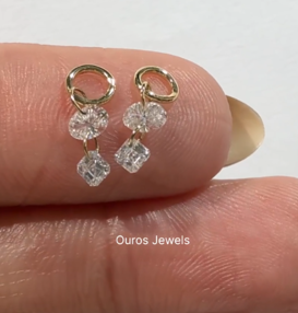 Oval And Asscher Diamond Dangle Charm