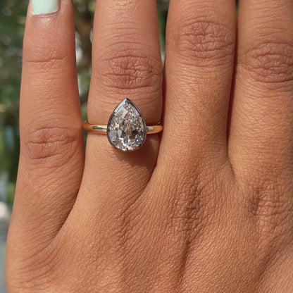 Old Pear Cut Solitaire Lab Grown Diamond Engagement Ring