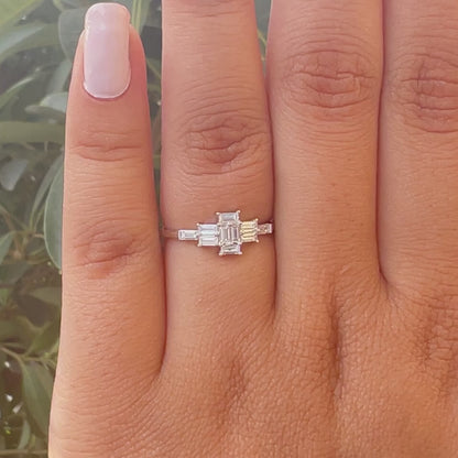 Baguette Cut Cluster Diamond Anniversary Ring