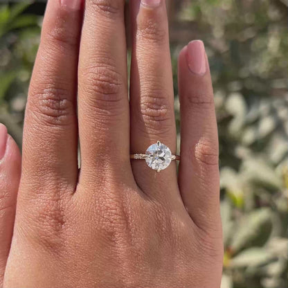 OEC Round Cut Solitaire With Accent Lab Grown Diamond Ring