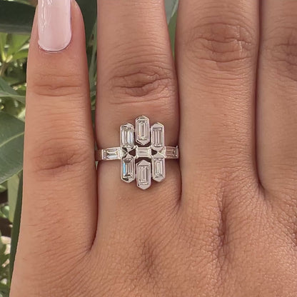 Baguette Cut Lab Grown Diamond Bezel Set Ring