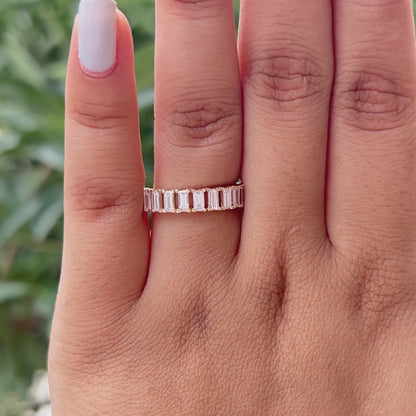 Baguette Cut  Lab Grown Diamond Half Eternity  Wedding  Band