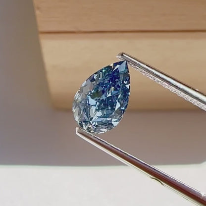 1.00 Carat  Blue Pear Cut Lab Grown Diamond