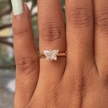 Fancy Pink Butterfly Cut Solitaire Diamond Engagement Ring