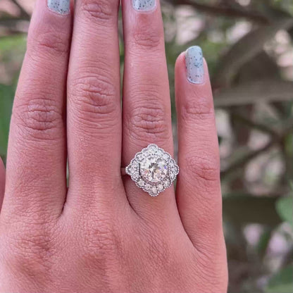 Vintage OEC Round Cut Halo Lab Diamond Engagement Ring