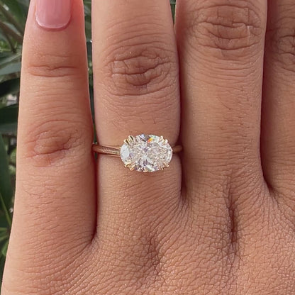 2.00 CT Oval Cut Solitaire East West Set Promise Ring