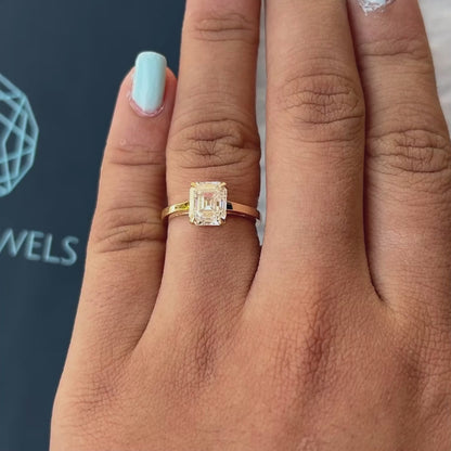 Old Mine Emerald Cut Solitaire Diamond Engagement Ring