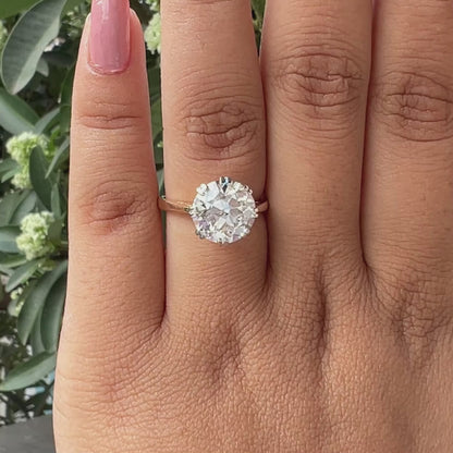 OEC Solitaire Round Cut Double Prong Set Engagement Ring