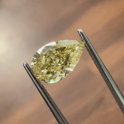 1.14 Carat Vivid Yellow Pear Cut Lab Grown Diamond