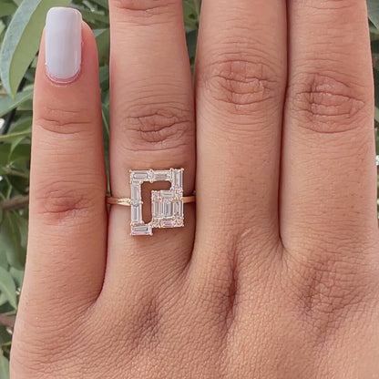 Baguette Cut Lab Grown Diamond Engagement Ring