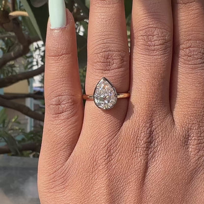 2.60 Carat Old Cut Pear Solitaire Lab Diamond Ring