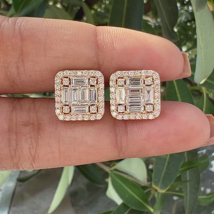 Baguette And Round  Cut Lab  Grown Diamond Earrings