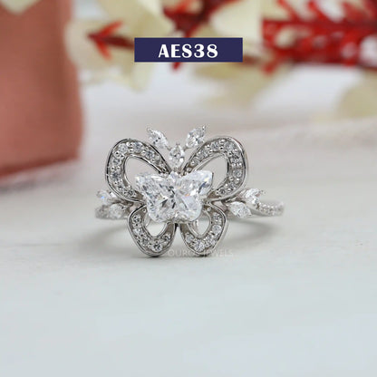 Butterfly Cluster Diamond Engagement Ring