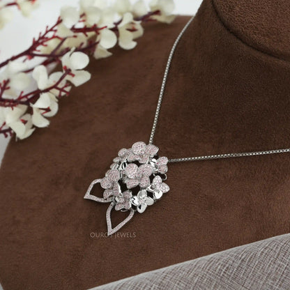 Fancy Pink Round Diamond  Necklace