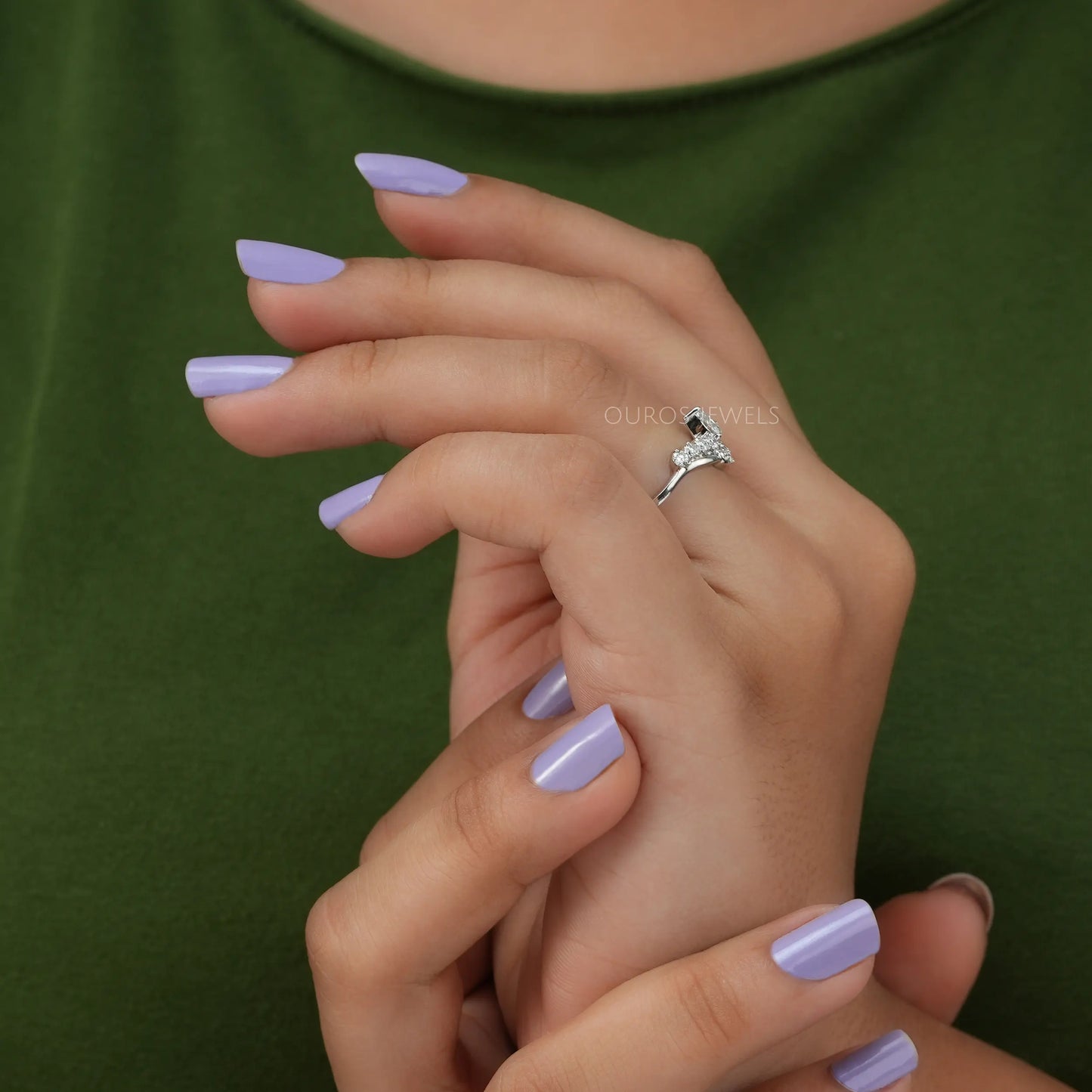 Pear Cut Cluster Diamond Bypass Ring