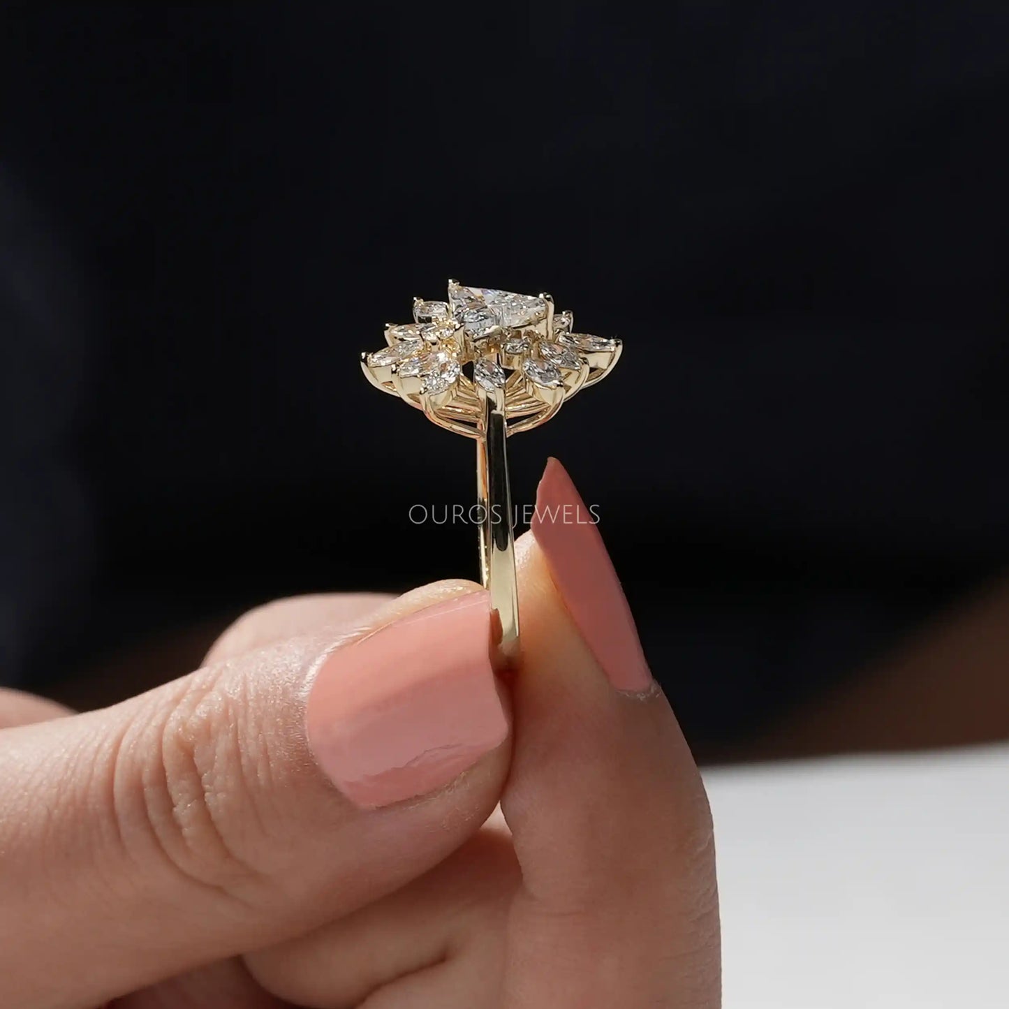 Floral Style Lotus Cut Cluster Ring 