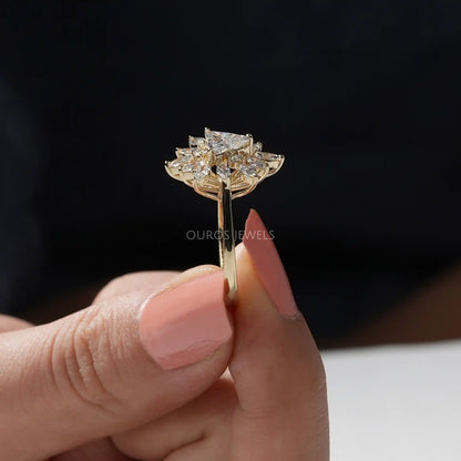 Floral Style Lotus Cut Cluster Ring 