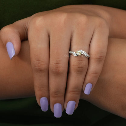 Yellow Pear Cut Accent Diamond Ring