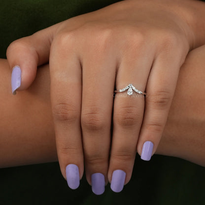 Pear Cut Curved Wedding Ring
