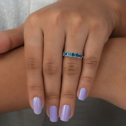 Blue Asscher Diamond Five Stone Ring