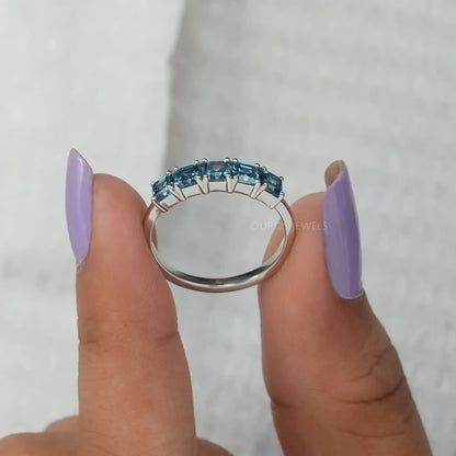 Blue Asscher Diamond Five Stone Ring