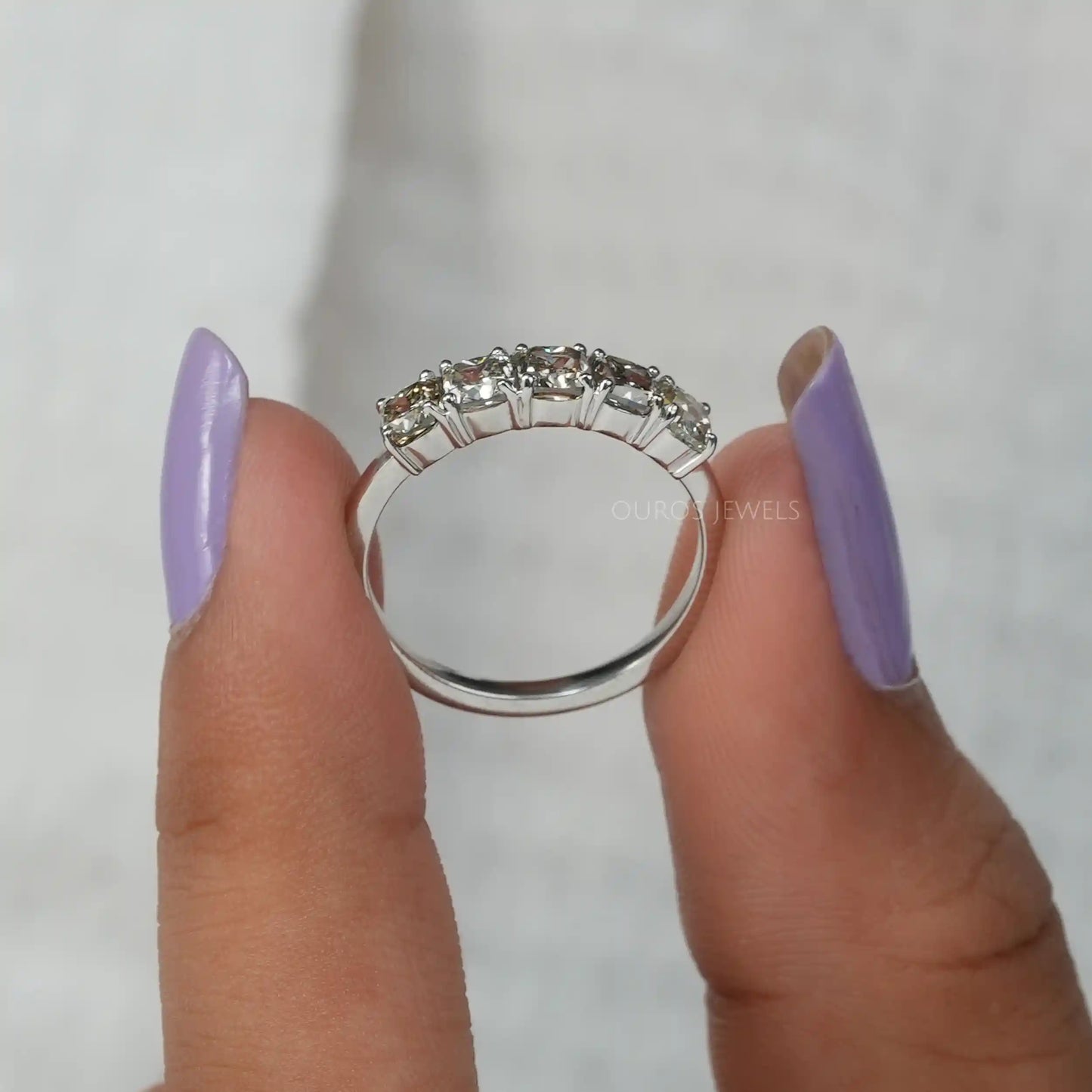 Olive Cushion Cut Five Stone Dainty Ring