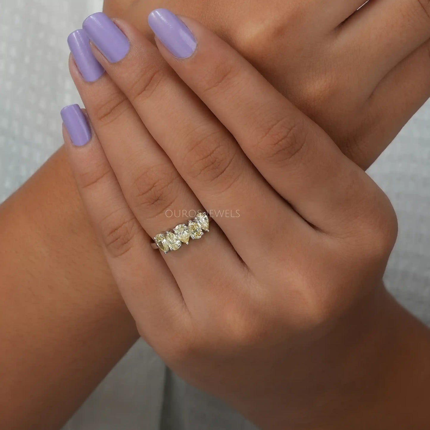 Yellow Pear Cut 5 Stone Ring