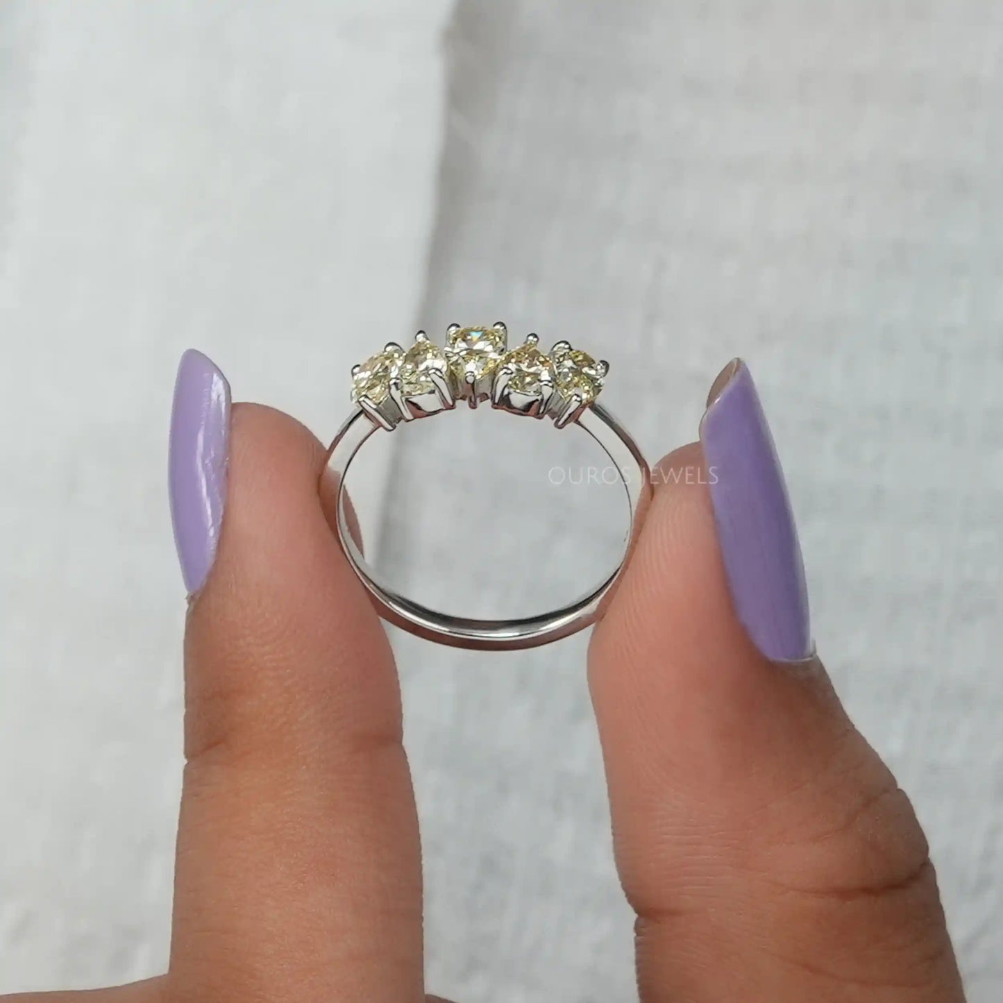 Yellow Pear Cut 5 Stone Ring