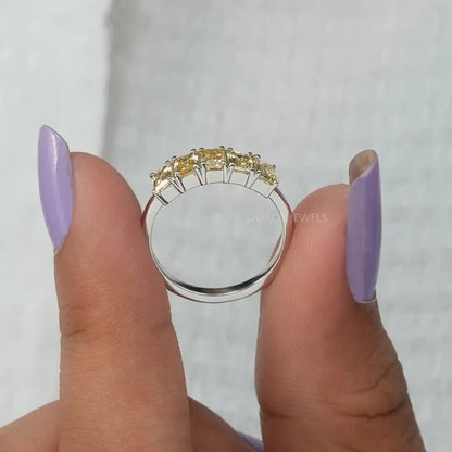 Yellow Emerald  Cut Five Stone Ring