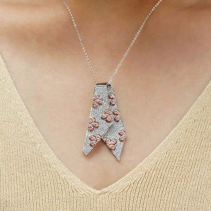 Pink Round Cut Diamond Necklace