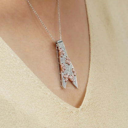 Pink Round Cut Diamond Necklace