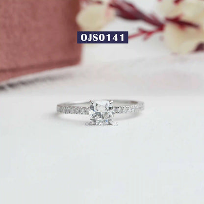 Cushion Diamond Solitaire Accent Ring