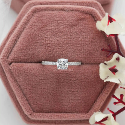 Cushion Diamond Solitaire Accent Ring